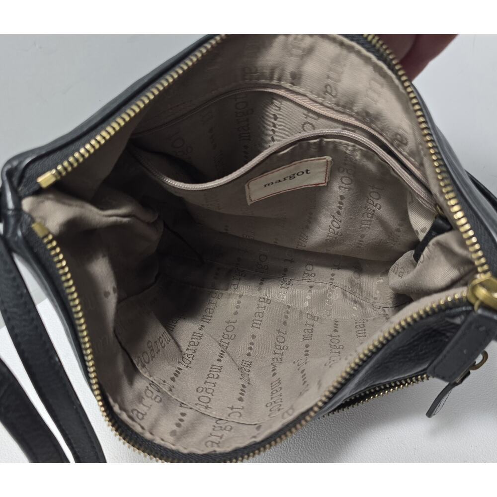 MARGOT New York CROSSBODY PURSE BAG Black SOFT LEATHER ADJ. STRAP - Picture 9 of 13